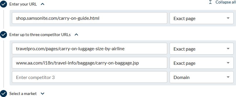 screenshot of specific pages you're competing against